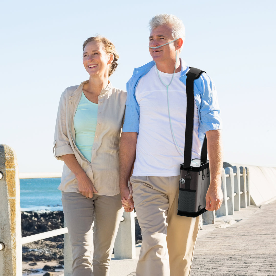 VARON VP-6 portable oxygen concentrator supports active lifestyles—lightweight and powerful, it offers reliable oxygen for enjoyable walks and travel.