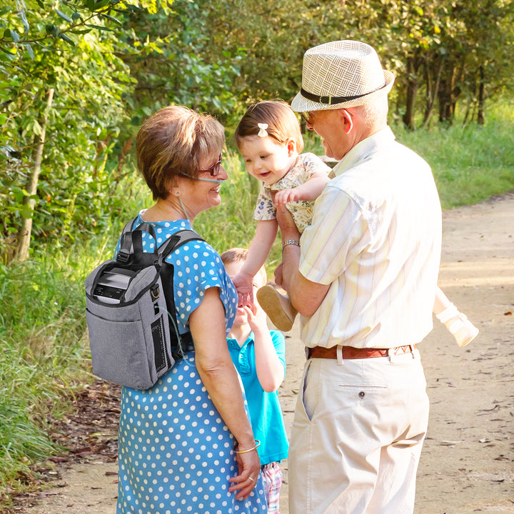 VARON VP-1 5L pulse flow portable oxygen concentrator with ultra-quiet operation, ideal for peaceful use at home or during travel.