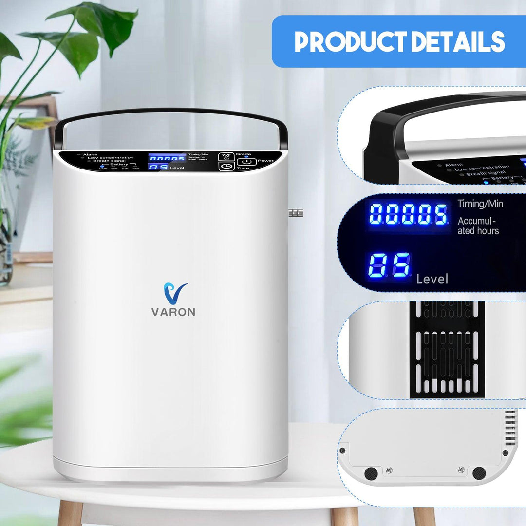 VARON 5L Pulse Flow Portable Oxygen Concentrator VP01, product detail - LED display