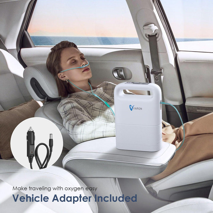 VARON VP-2 oxygen concentrator powers your in-car oxygen needs, letting you enjoy comfortable and restful travel