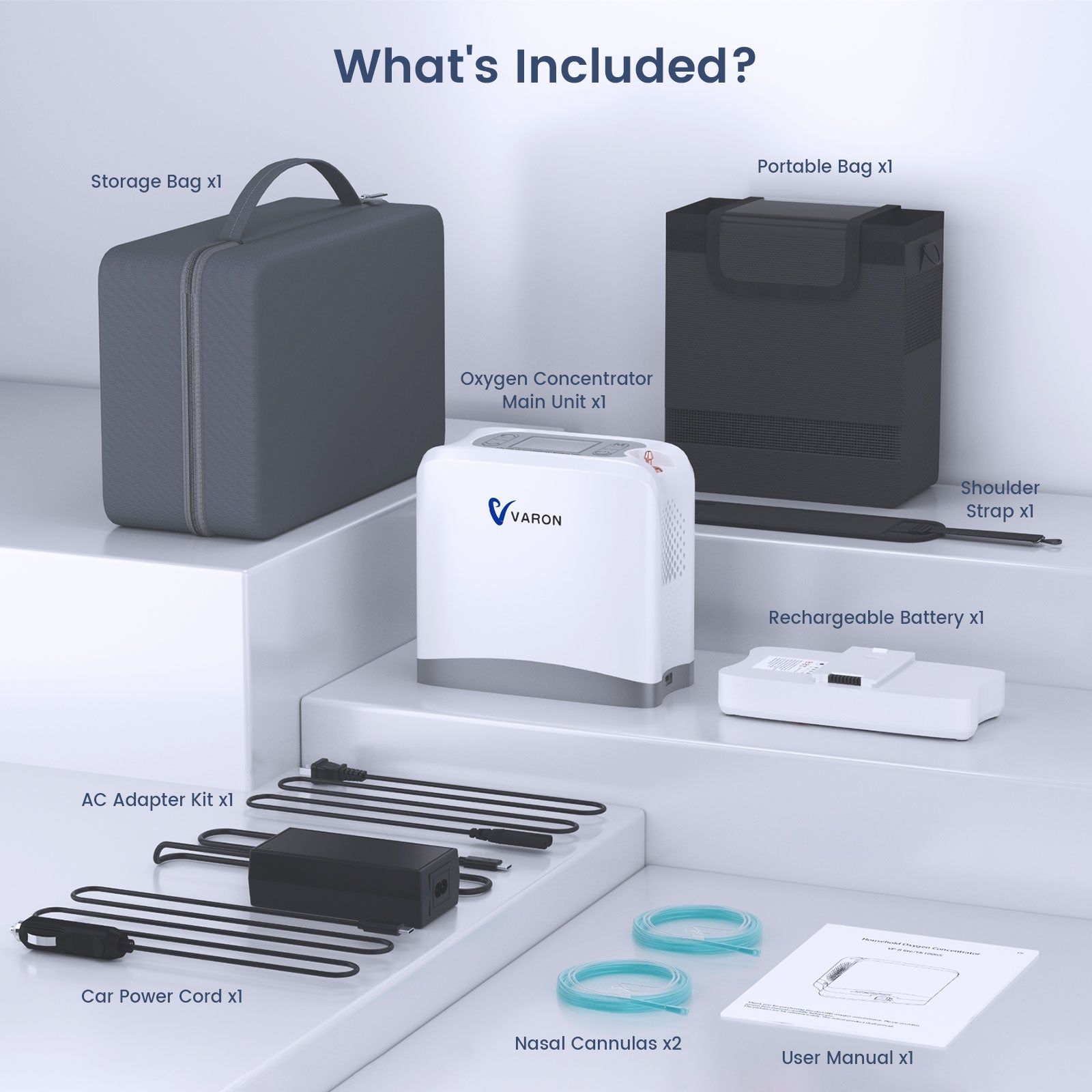 VARON VP-8 Lite | 4.4 lbs Lightweight Pulse Flow Oxygen Concentrator (1-7 settings)