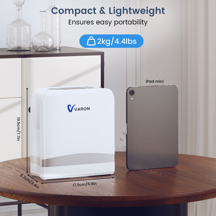 VARON VP-8 Lite | 4.4 lbs Lightweight Pulse Flow Oxygen Concentrator (1-7 settings)