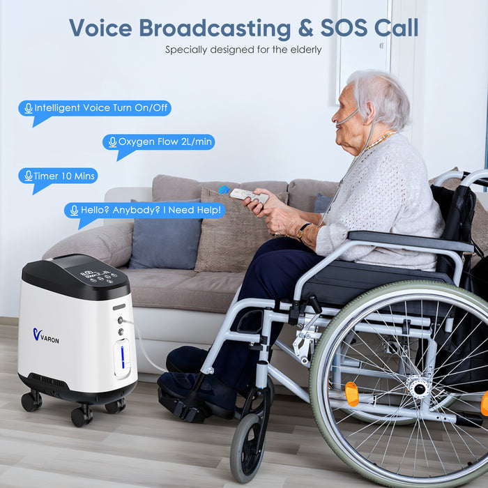 VARON VH-2 Pro Wheel Edition | Continuous Flow Home Oxygen Concentrator (1-9 settings)