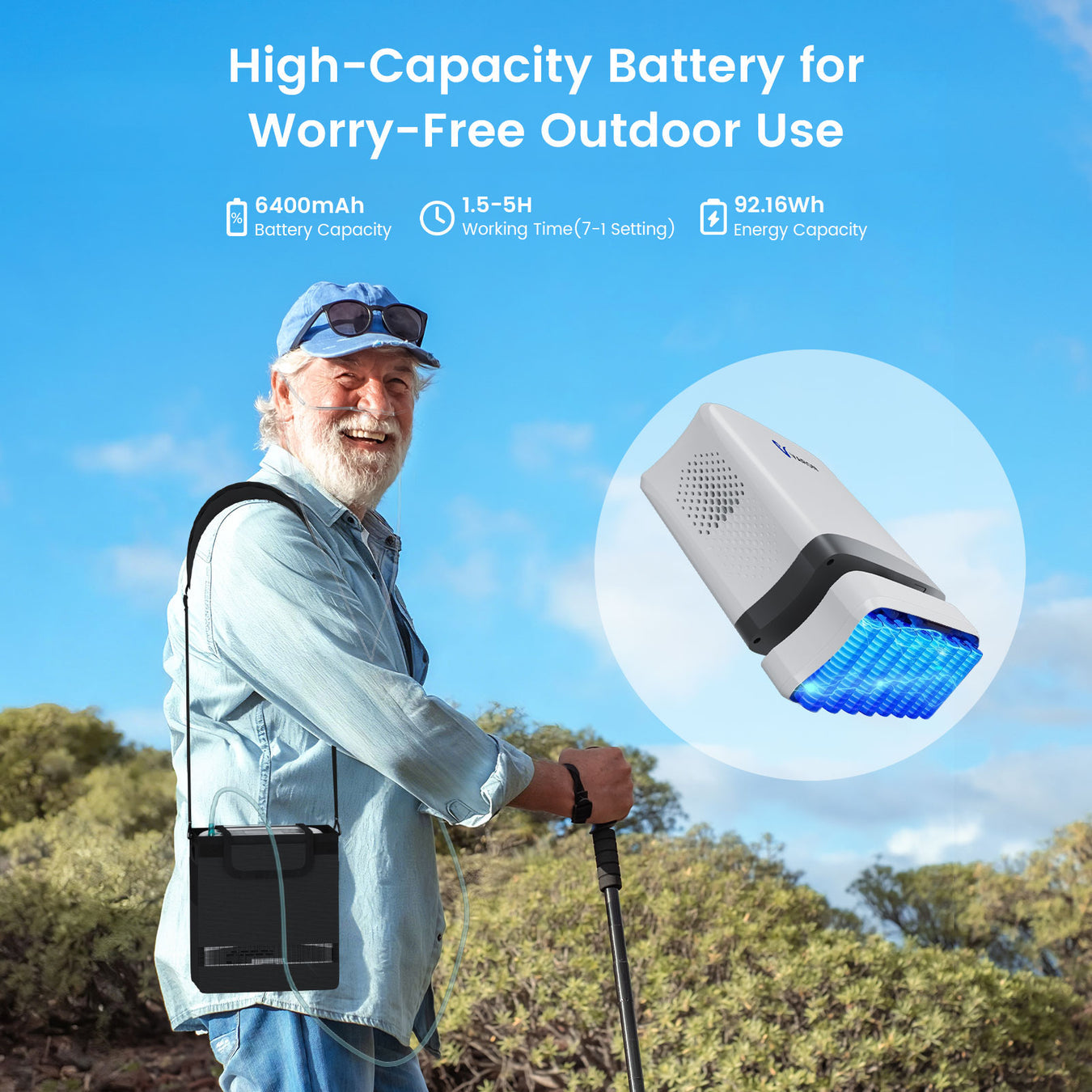 VARON VP-8 Lite | 4.4 lbs Lightweight Pulse Flow Oxygen Concentrator (1-7 settings)