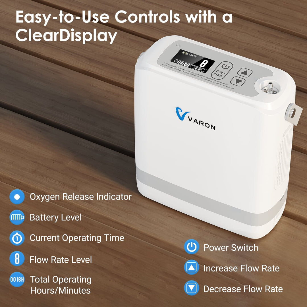 （Pre-sale）New VARON VP-8G | Pulse Flow Portable Oxygen Concentrator 1-8 settings