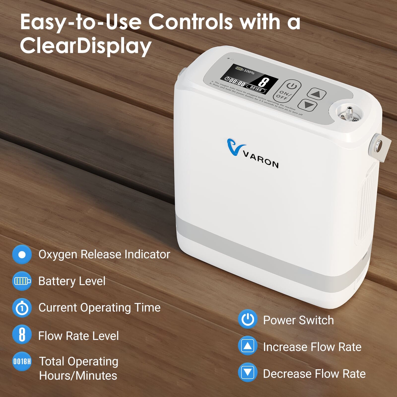 （Pre-sale）New VARON VP-8G | Pulse Flow Portable Oxygen Concentrator 1-8 settings