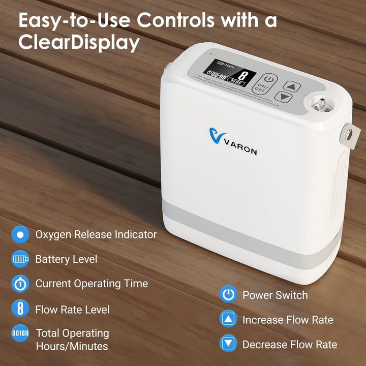 （Pre-sale）New VARON VP-8G | Pulse Flow Portable Oxygen Concentrator 1-8 settings