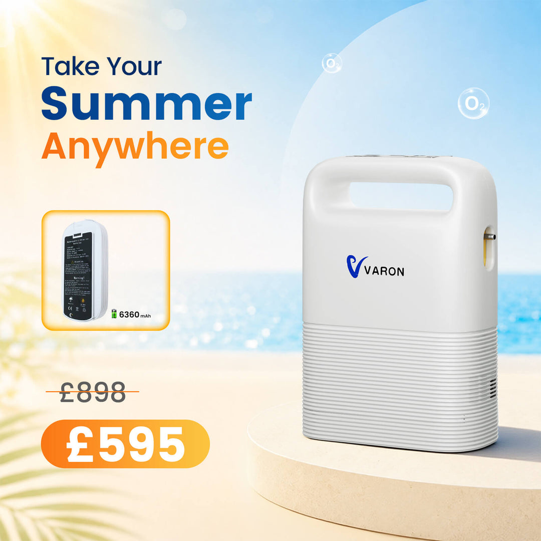 VARON VP-2 Pulse Portable Oxygen Concentrator | 24H Continuous Use, Long Battery Life, Lightweight & Travel-Friendly