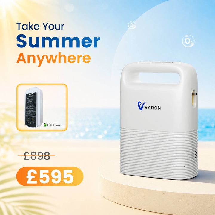 VARON VP-2 Pulse Portable Oxygen Concentrator | 24H Continuous Use, Long Battery Life, Lightweight & Travel-Friendly