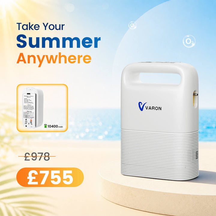 VARON VP-2 Pulse Portable Oxygen Concentrator | 24H Continuous Use, Long Battery Life, Lightweight & Travel-Friendly