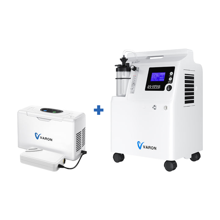 VARON Serene 5L Home Oxygen Concentrator + VL-2 Portable Oxygen Concentrator