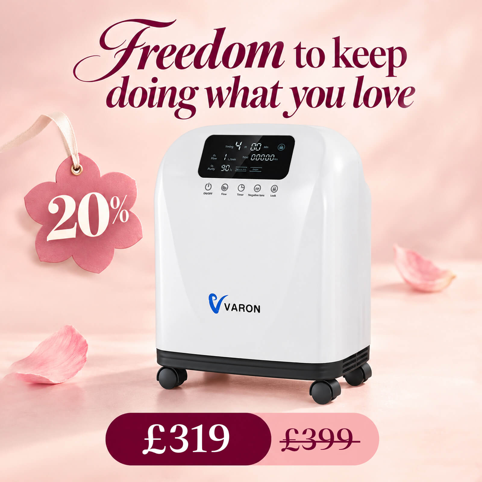 VARON VH-4 | Continuous Flow Home Oxygen Concentrator (1-9 settings)