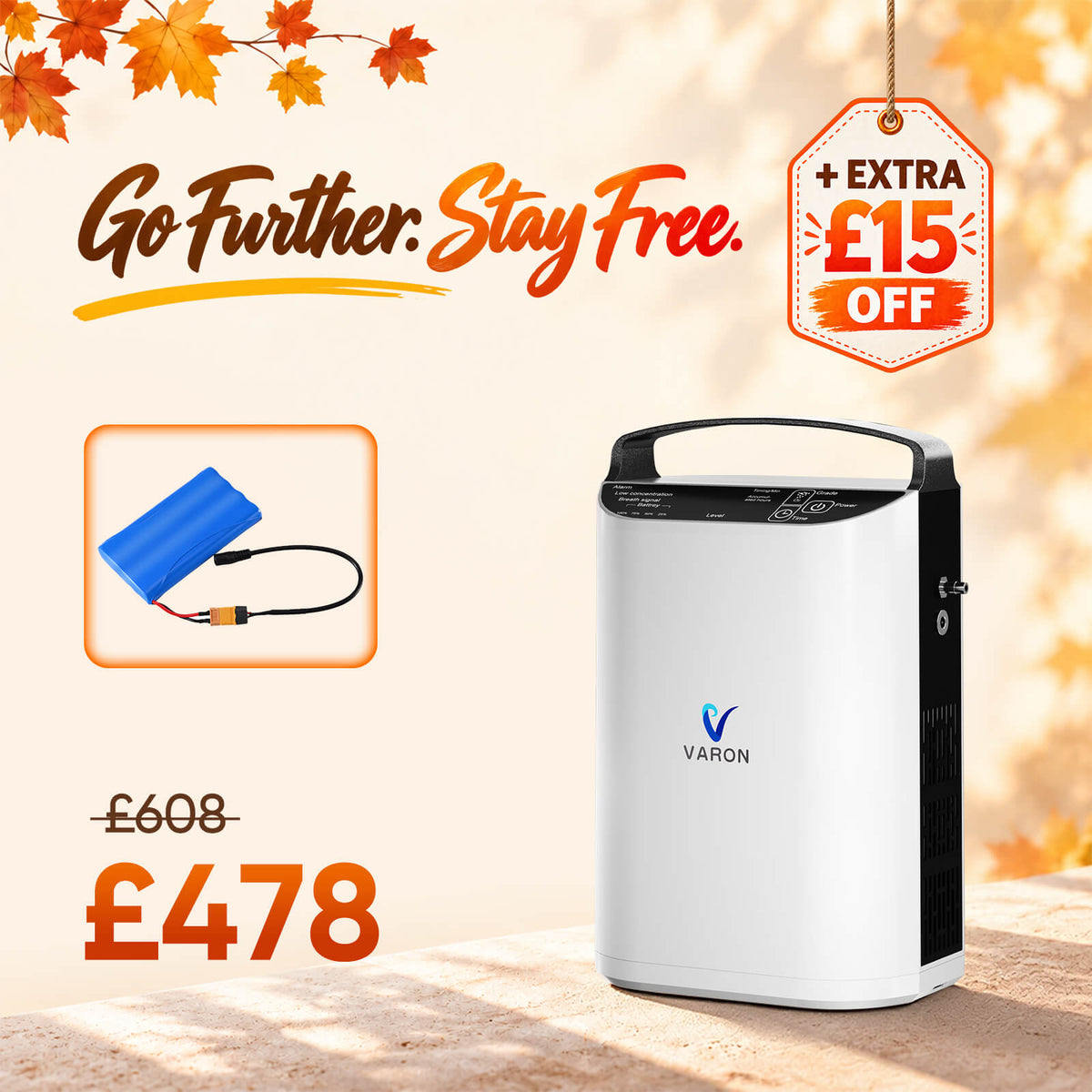 VARON VP-1 Pulse Portable Oxygen Concentrator | 24H Operation