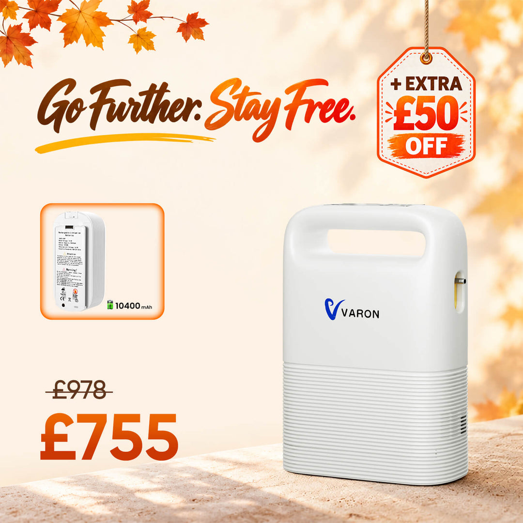 VARON VP-2 Pulse Portable Oxygen Concentrator | 24H Continuous Use, Long Battery Life, Lightweight & Travel-Friendly