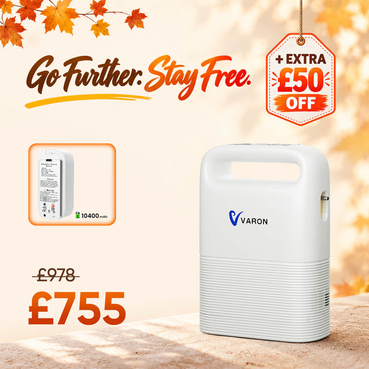 VARON VP-2 Pulse Portable Oxygen Concentrator | 24H Continuous Use, Long Battery Life, Lightweight & Travel-Friendly