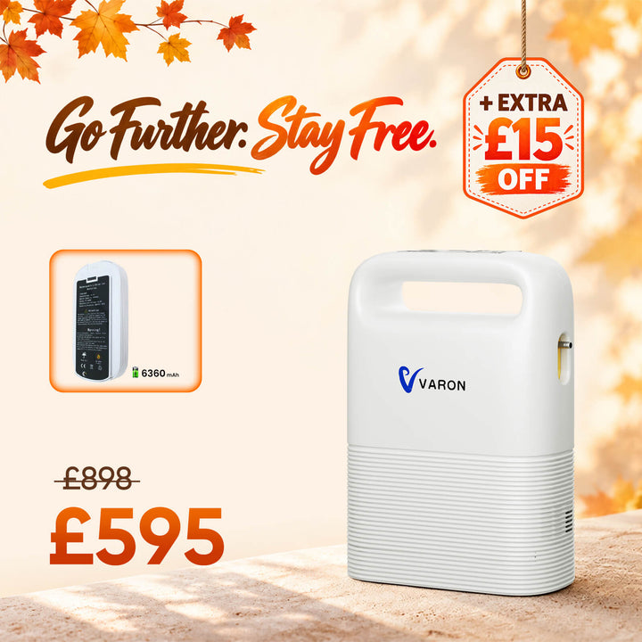 VARON VP-2 Pulse Portable Oxygen Concentrator | 24H Continuous Use, Long Battery Life, Lightweight & Travel-Friendly