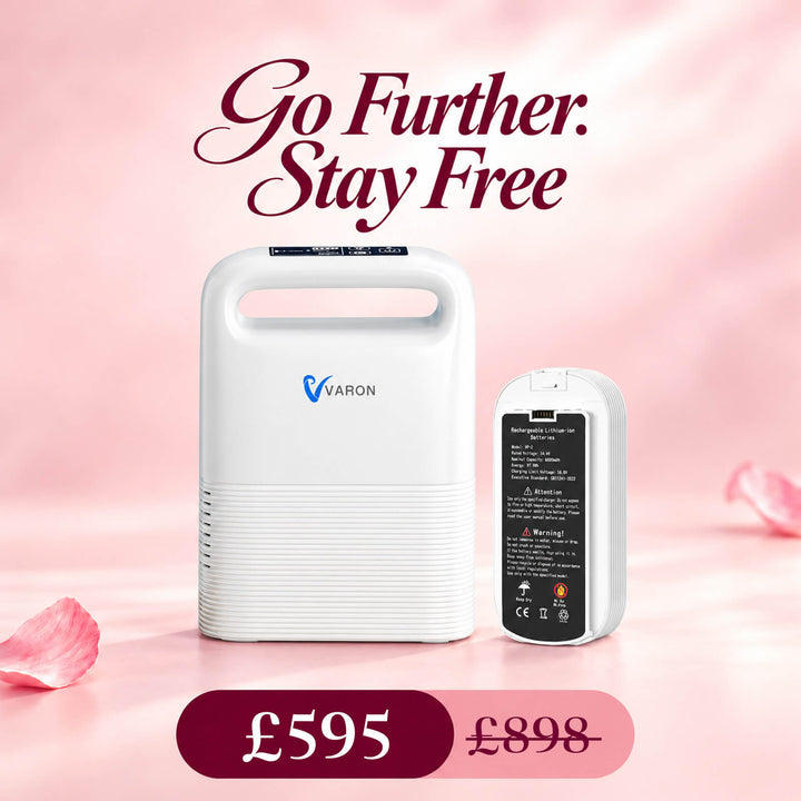VARON VP-2 Pulse Portable Oxygen Concentrator | 24H Continuous Use, Long Battery Life, Lightweight & Travel-Friendly