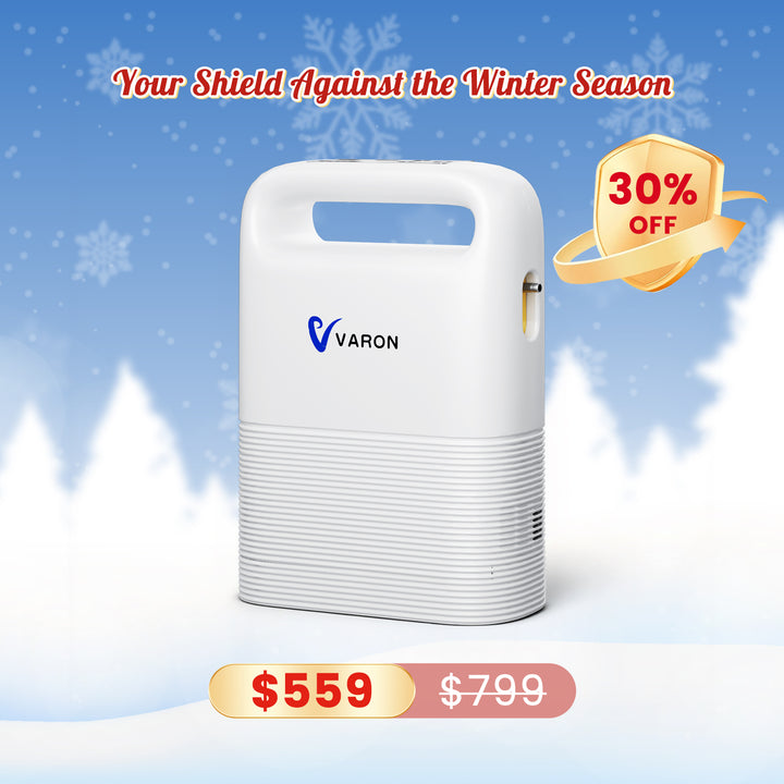 VARON VP-2 Pulse Portable Oxygen Concentrator | 24H Continuous Use, Long Battery Life, Lightweight & Travel-Friendly