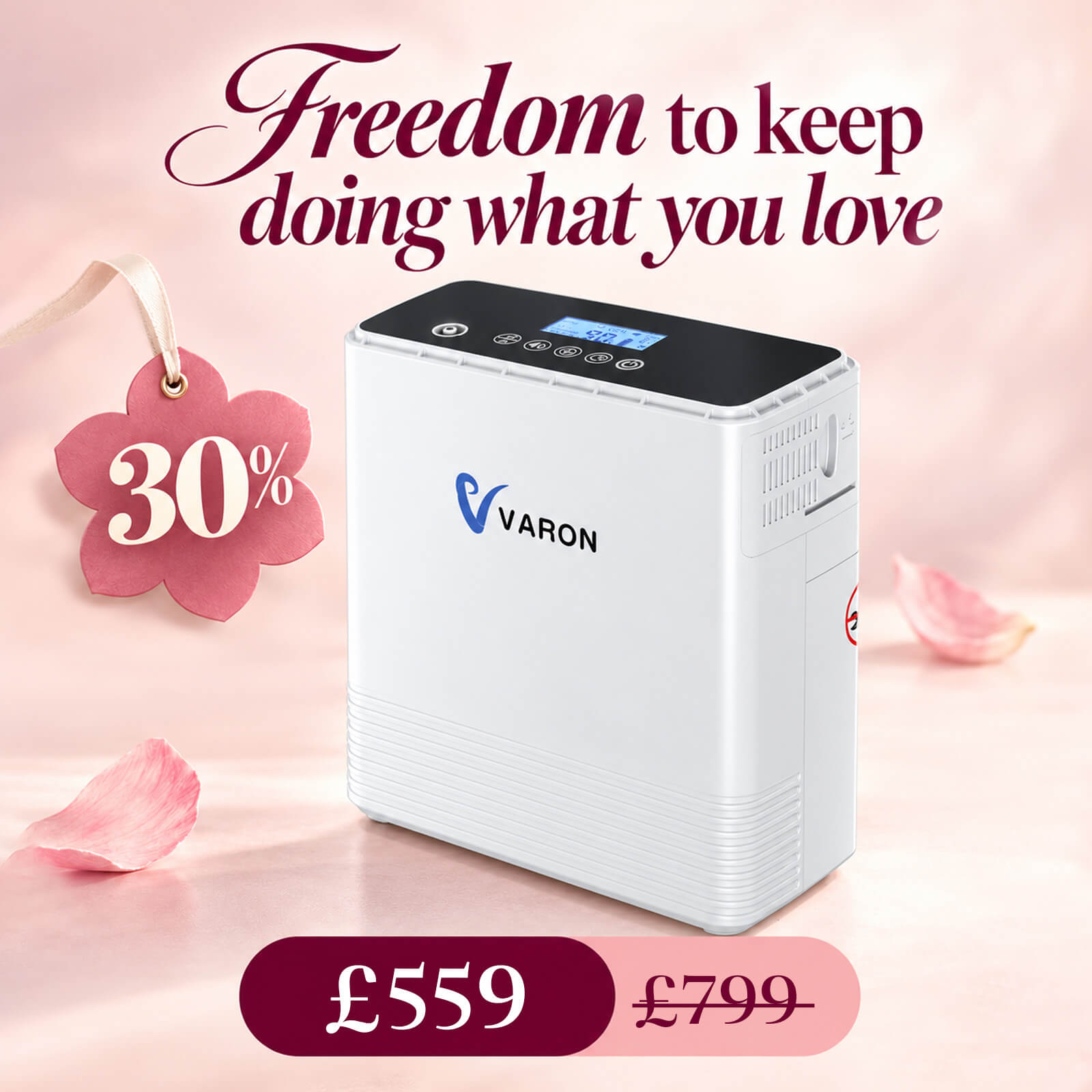 VARON VP-6 Continuous Portable Oxygen Concentrator | 1-6 Adjustable