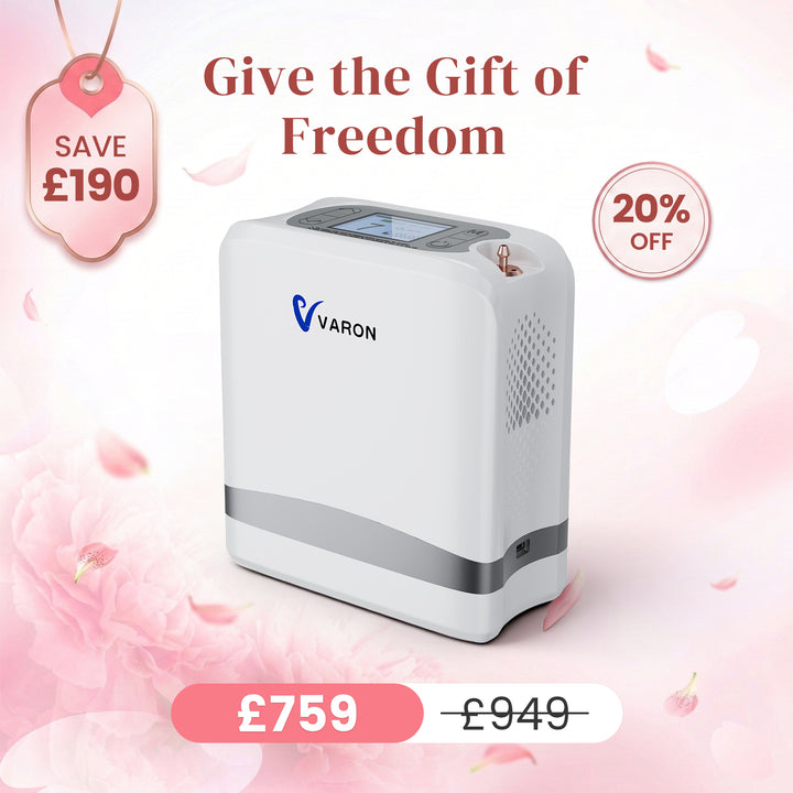 VARON VP-8 Lite | 4.4 lbs Lightweight Pulse Flow Oxygen Concentrator (1-7 settings)