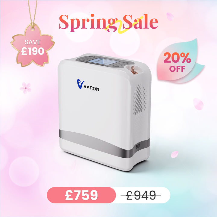 VARON VP-8 Lite | 4.4 lbs Lightweight Pulse Flow Oxygen Concentrator (1-7 settings)