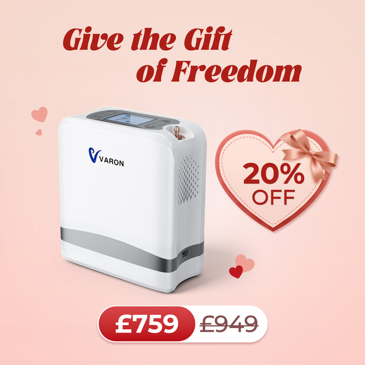 VARON VP-8 Lite | 4.4 lbs Lightweight Pulse Flow Oxygen Concentrator (1-7 settings)