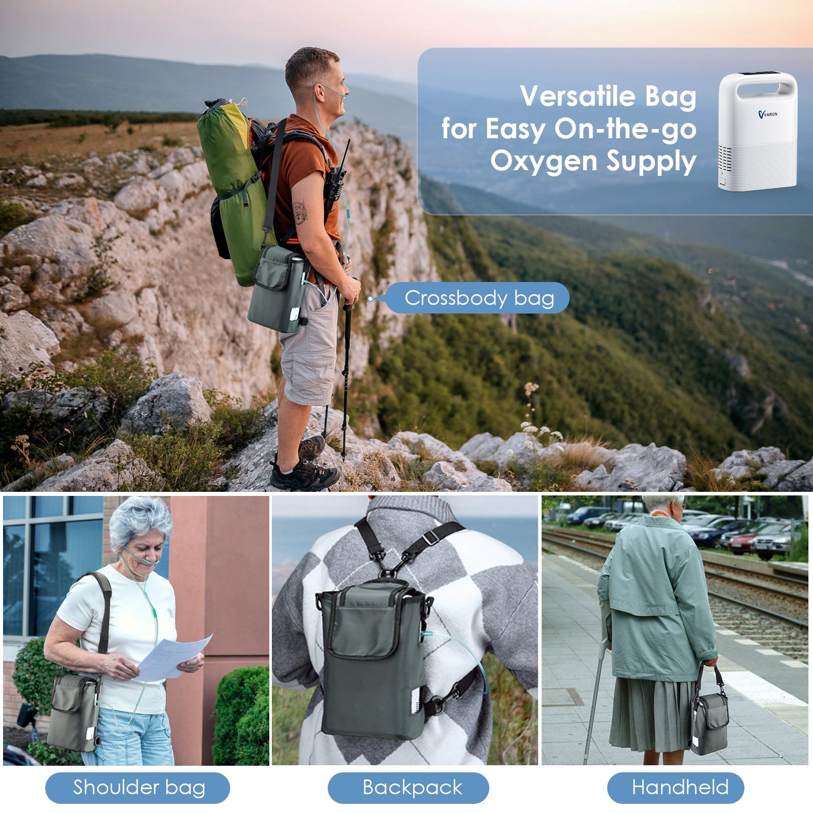 Versatile Bag for VARON VP-2 portable oxygen concentrator - easy to carry and supports stable oxygen